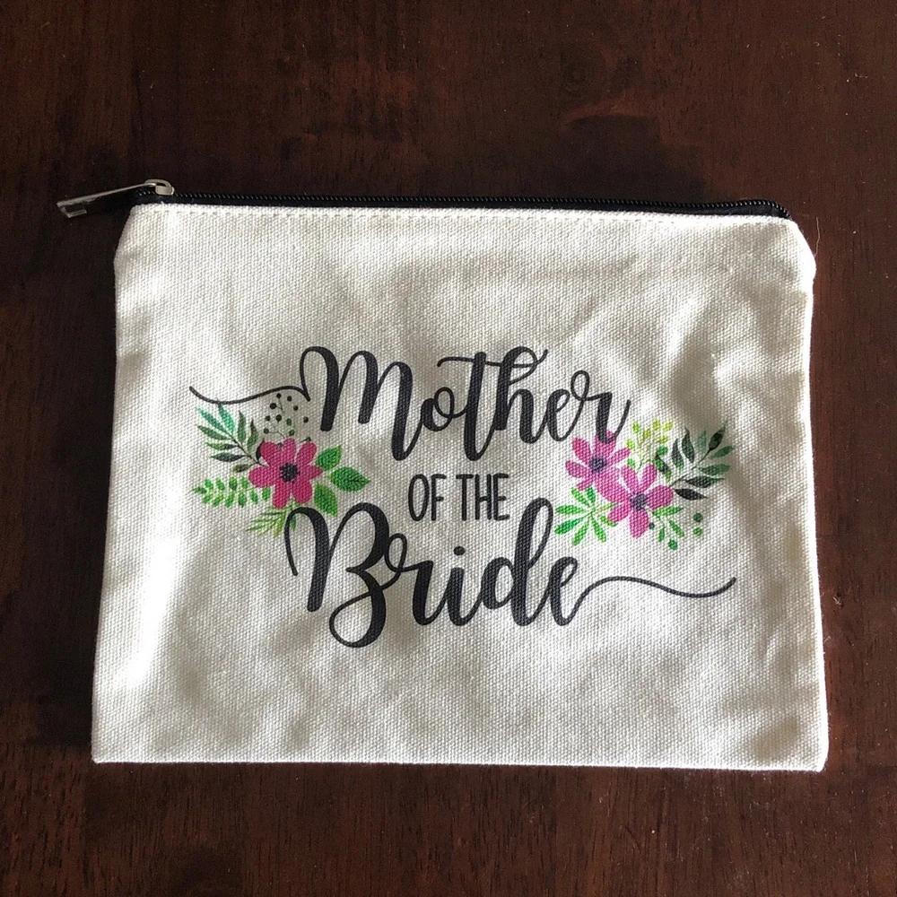 🛍️ Mother of Bride Floral Canvas Cosmetic Pouch